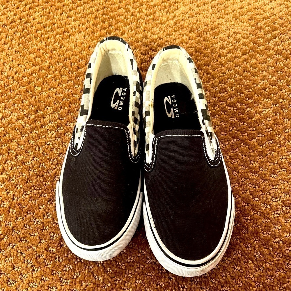 Omega Toddler Boys Slip-on Shoes Black Checkered Y2K Size 12